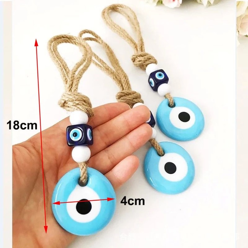 Lucky Blue Nazar Evil Eye Wall Hanging Handmade Turkish Evil Eye Decor With Multicolor Beads 1