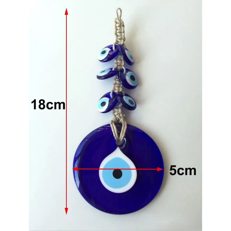 Lucky Blue Nazar Evil Eye Wall Hanging Handmade Turkish Evil Eye Decor With Multicolor Beads 2