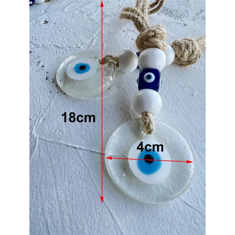 Lucky Blue Nazar Evil Eye Wall Hanging Handmade Turkish Evil Eye Decor With Multicolor Beads 6
