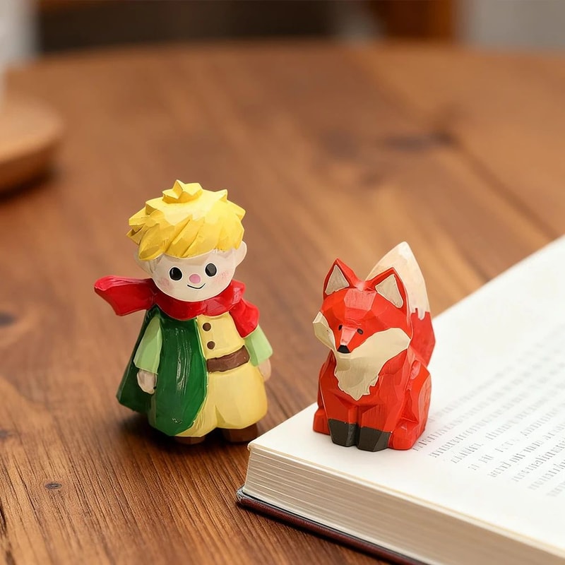 HandCarved Solid Wood Fox Figurine For Desk And Home Decor 5