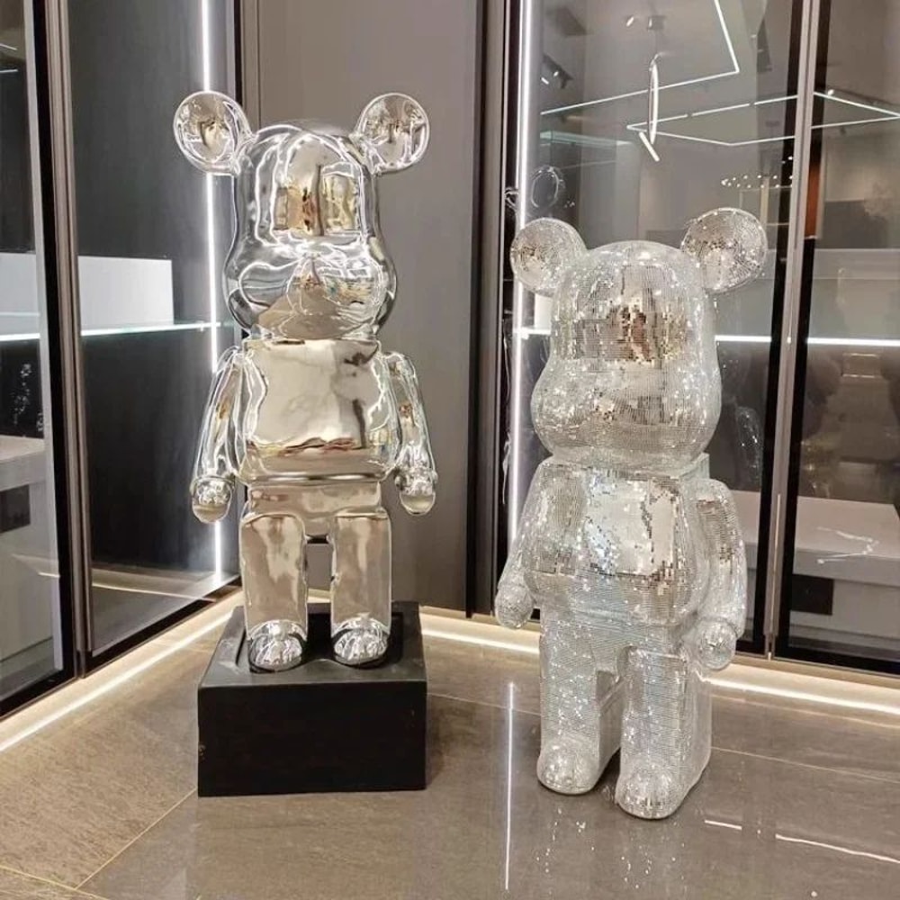 Luxe Mirror Bear Sculpture Resin Statue For Modern Home Decor 2