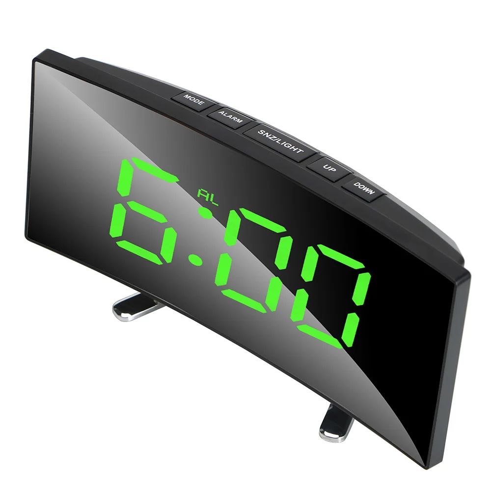 LED Mirror Digital Alarm Clock With Dimmable Display For Kids Bedroom Modern Decor 0