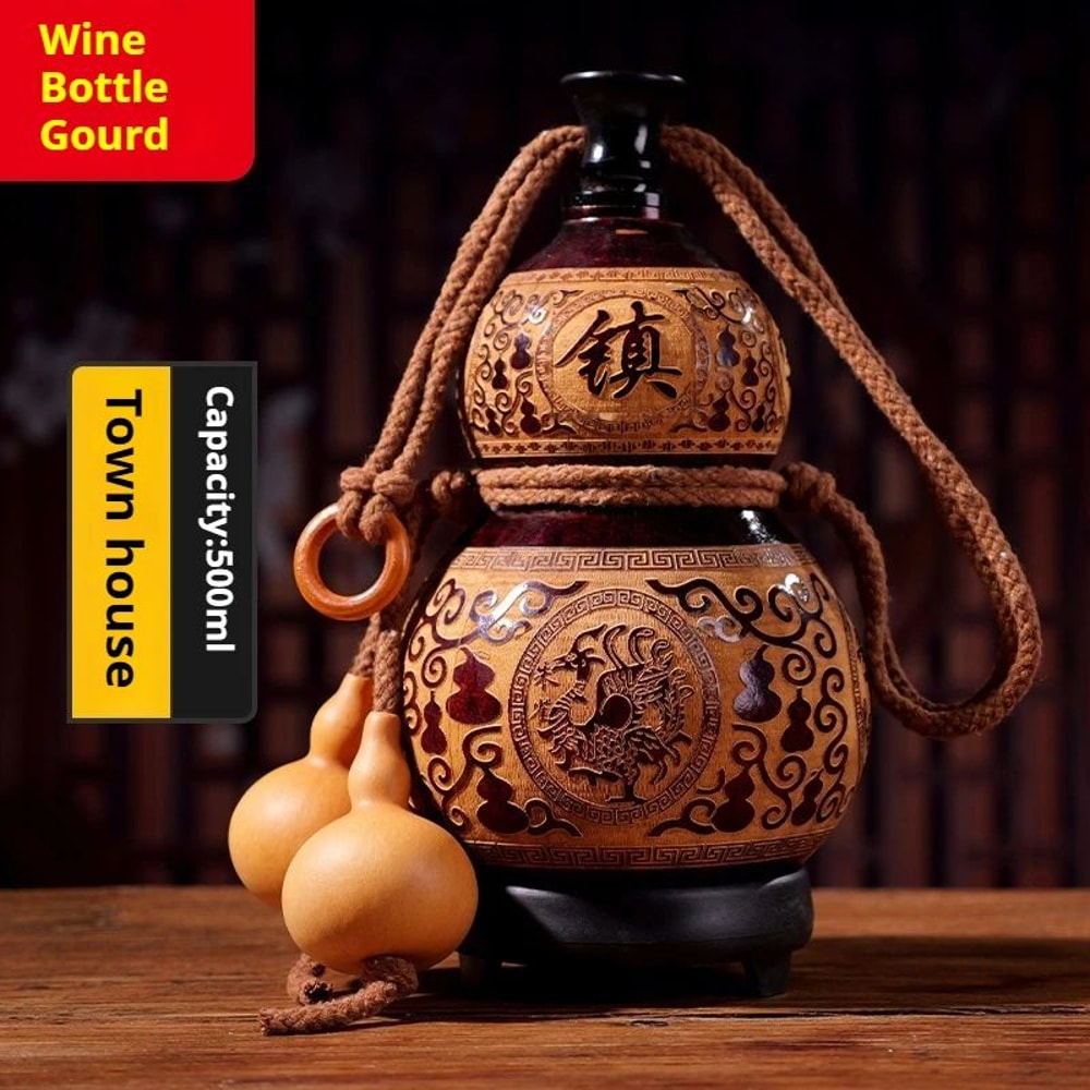 Natural Gourd Wine Flask Portable Handcrafted Drinking Gourd Bottle For Outdoor Spirits 7