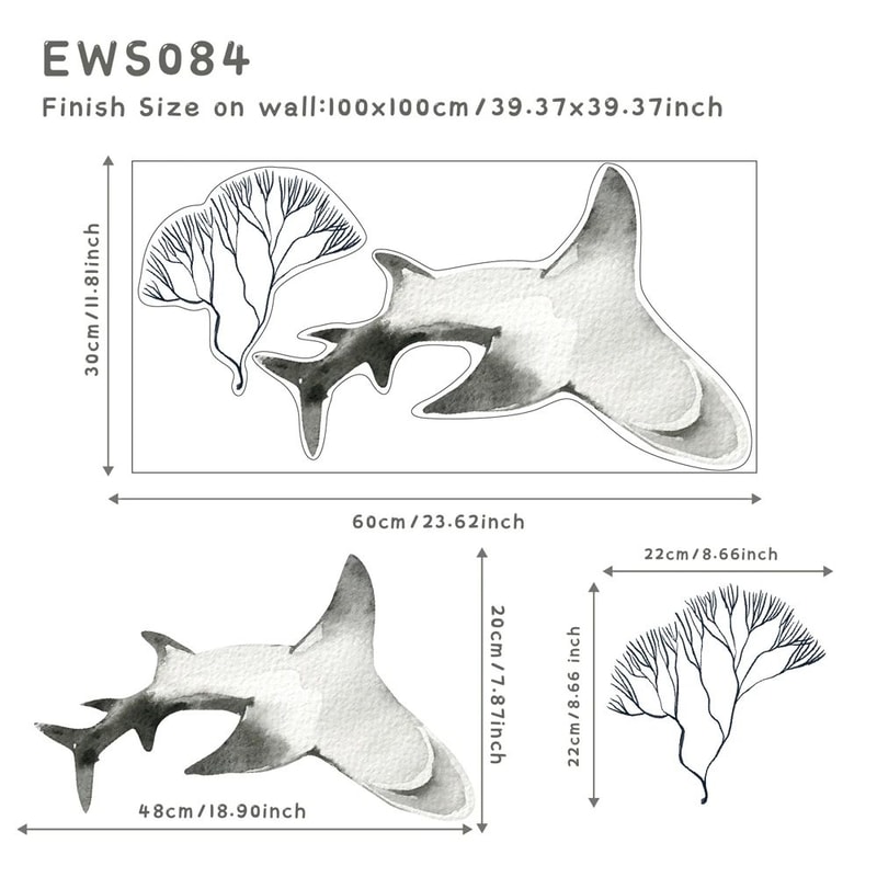 Watercolor Ocean Wall Decals Removable Underwater Wall Stickers For Kids Bathroom Decor 12