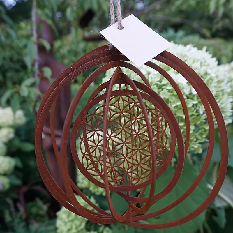 Rustic Metal Spiral Weather Vane Hanging Wind Spinner Decor 1