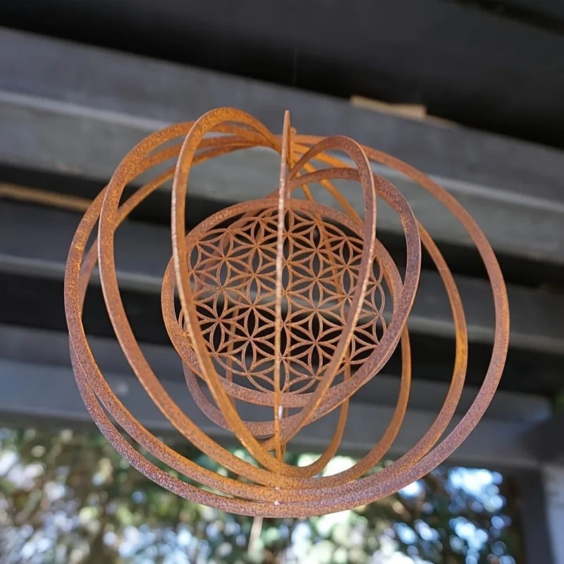 Rustic Metal Spiral Weather Vane Hanging Wind Spinner Decor 3