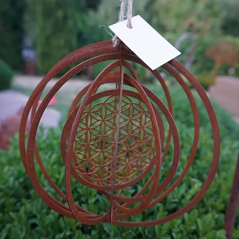 Rustic Metal Spiral Weather Vane Hanging Wind Spinner Decor 4