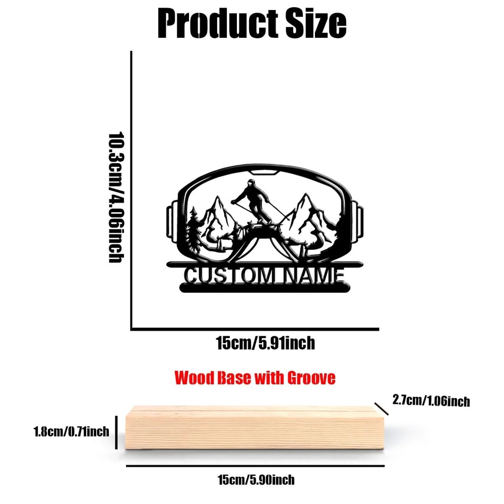 Custom Ski Statue With Wooden Base Personalized Skiing Figurine Gift For Sports Decor 2