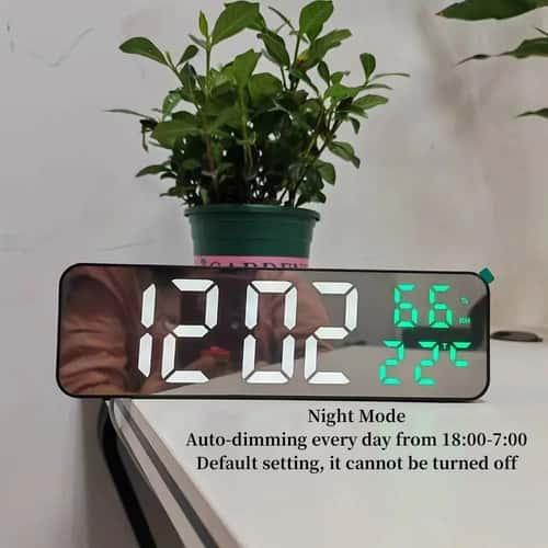 9-Inch Large Digital Wall Clock with Temperature & Humidity Display, Night Mode and Snooze