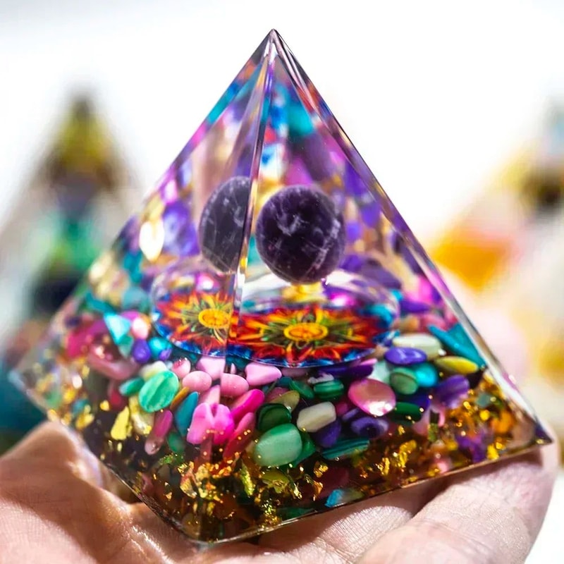 Peridot Amethyst Crystal Pyramid Energy Generator For Meditation And Decor 3