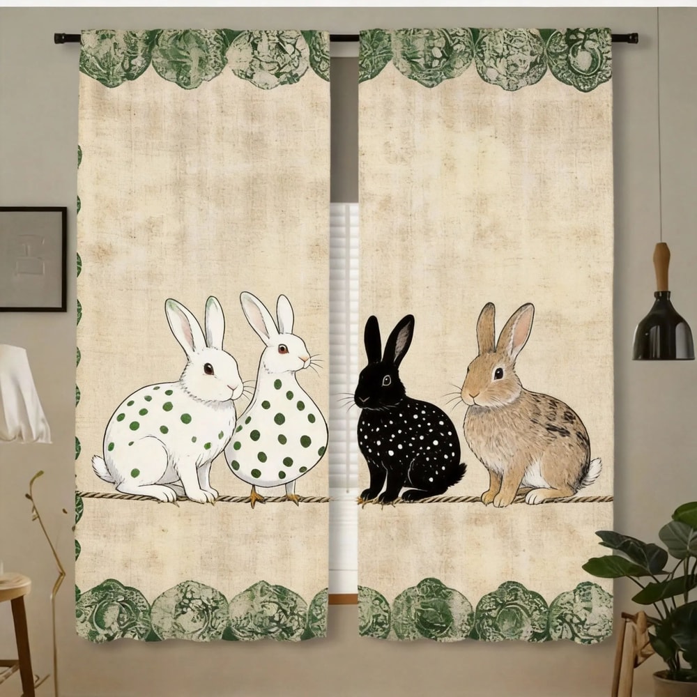 Retro Polka Dot Chicken Print Cafe Curtains For Cozy Farmhouse Kitchen Windows 9