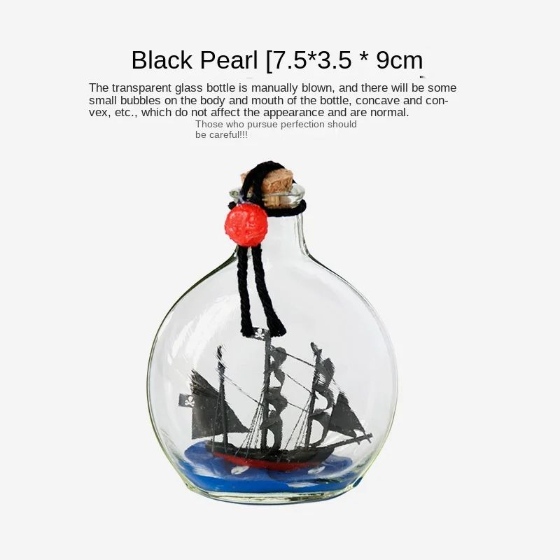 Black Pearl Ship In A Bottle Decor For Desk And Shelf 5