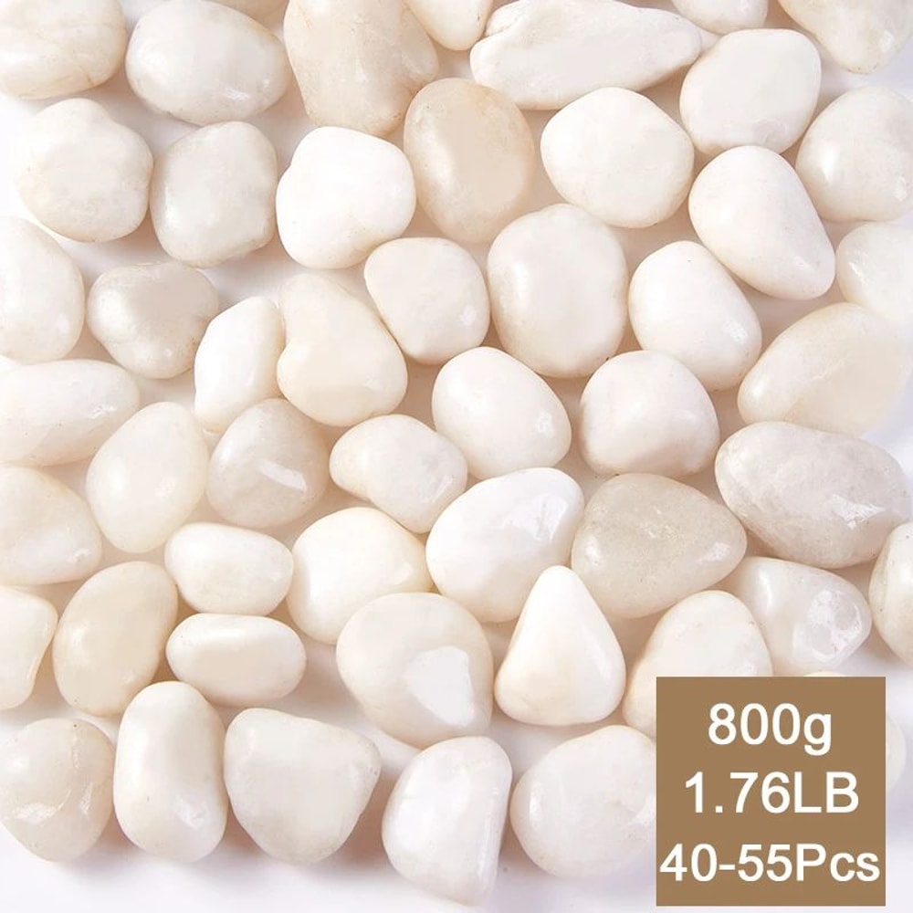 White Polished Pebbles 23cm For Plants Fish Tanks And Garden Decor 7