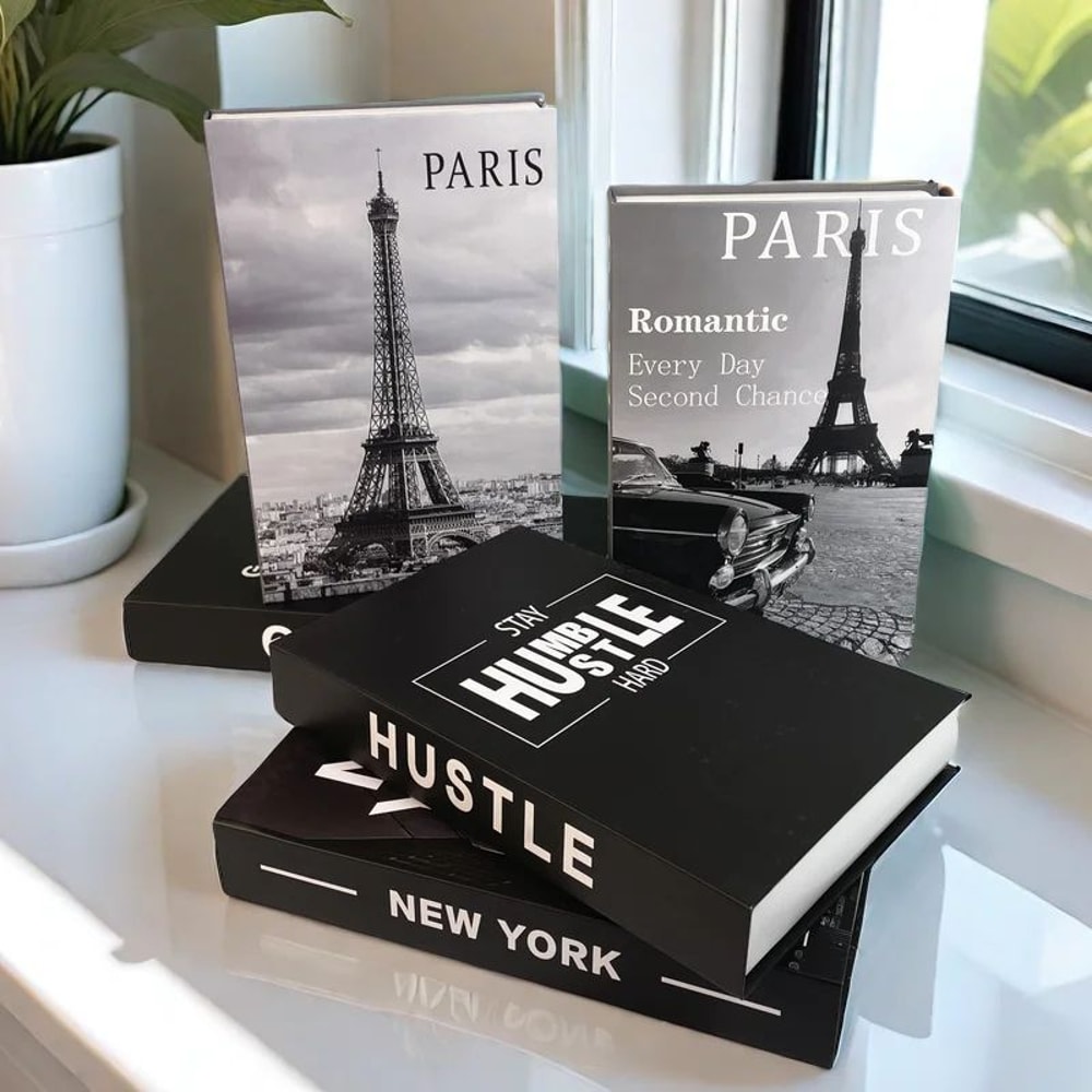 Paris Chic Faux Book Storage Box Decorative Book Box For Coffee Table Decor 1