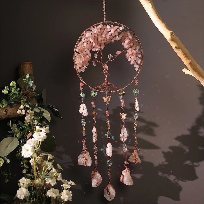 Agate Dream Catcher Crystal Wall Hanging Moon Sun Star Boho Decor 1