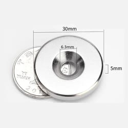 10-pack n52 countersunk neodymium magnets 30mm x 5mm heavy duty screw hole mounting discs
