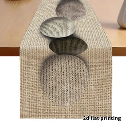 pebble weave neutral table runner for modern farmhouse dining