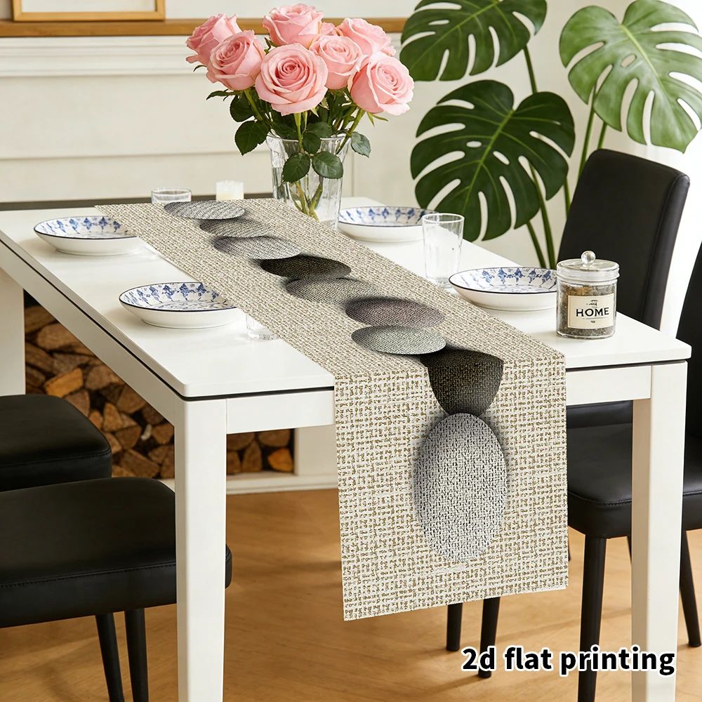Pebble Weave Neutral Table Runner For Modern Farmhouse Dining 2