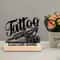 Custom Metal Tattoo Artist Figurine With Engraved Wooden Base 1