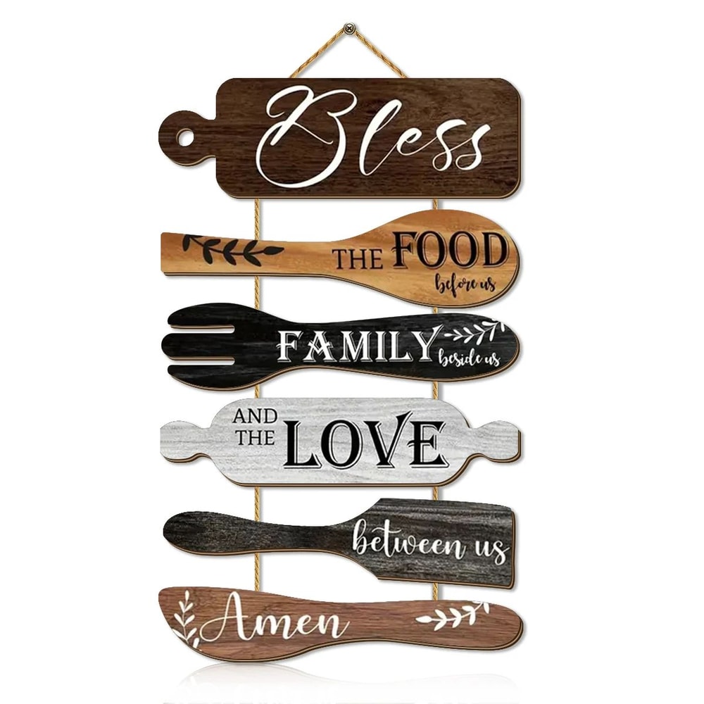 Family Blessings Wooden Kitchen Wall Decor Rustic Farmhouse Dining Sign 3