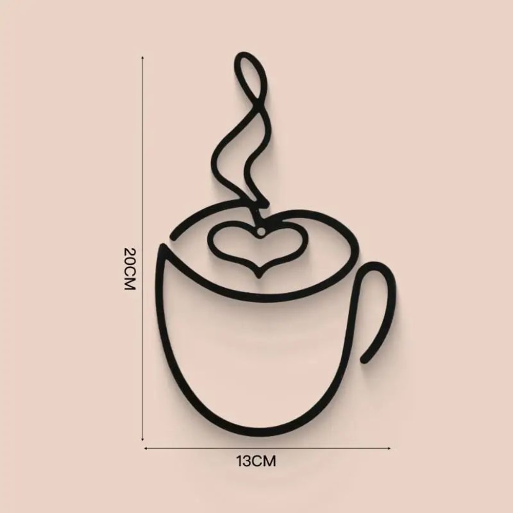Modern Coffee Cup Wall Art For Kitchen And Coffee Bar Black Metal Coffee Wall Decor 8