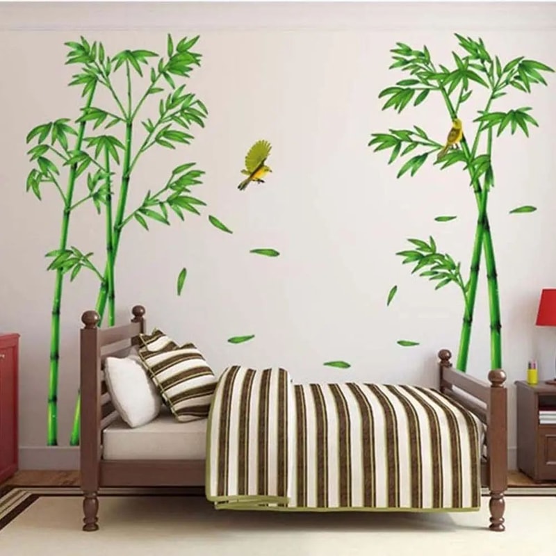 Bamboo Forest Wall Decal Removable Chinese Style Peel And Stick Mural 1