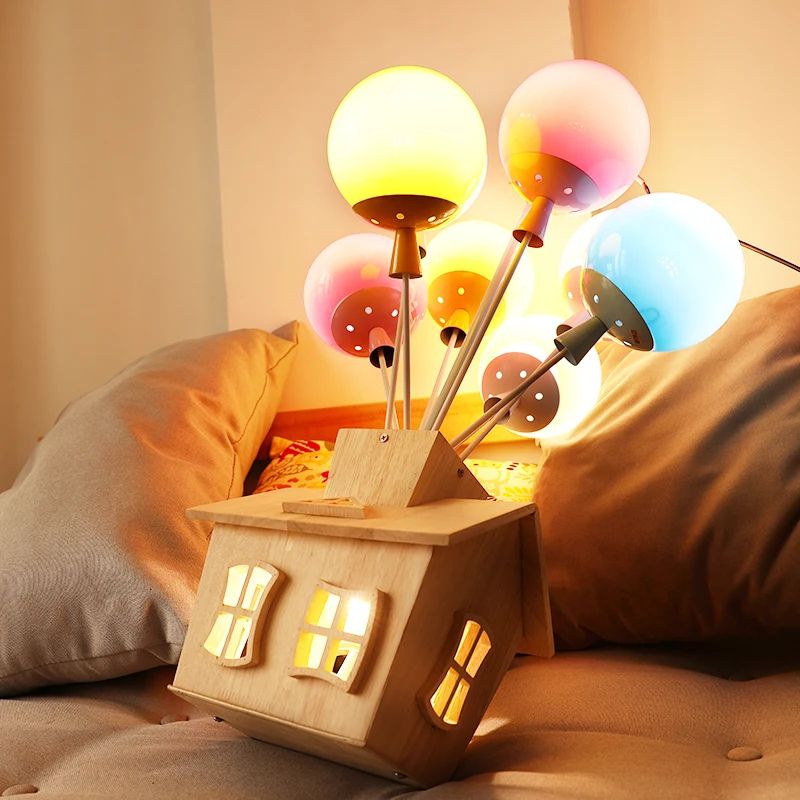 Whimsical Balloon House Kids Room Chandelier Wooden Ceiling Light 1