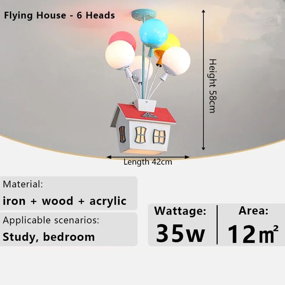 Whimsical Balloon House Kids Room Chandelier Wooden Ceiling Light 11