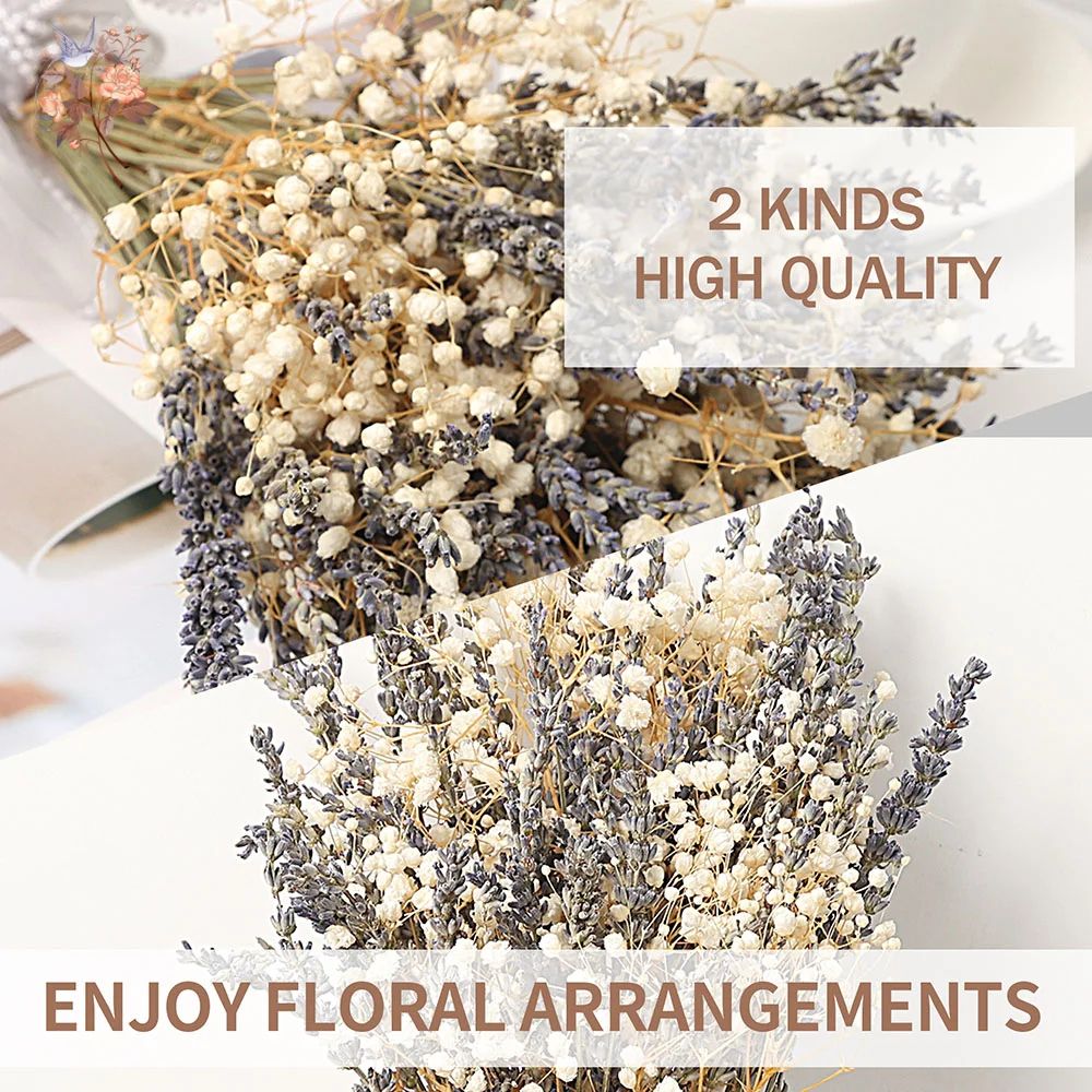 Lavender Bliss Dried Lavender Bouquet With Babys Breath For Romantic Home Wedding Decor 3