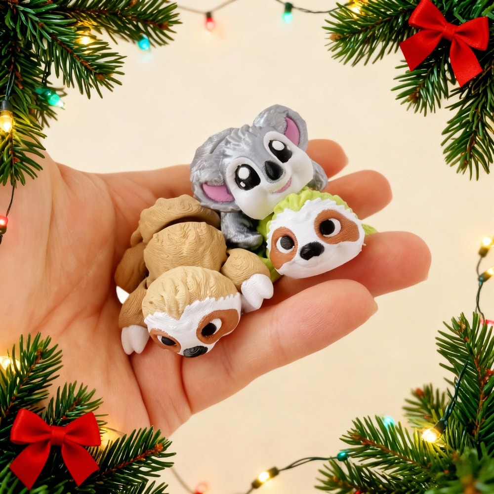 Articulated 3D Sloth Koala Desk Decor Set Flexible Cute Animal Figurines For Home Gifts 0