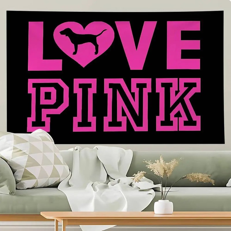 Love Pink Pink Tapestry Wall Hanging Tapestry For Bedroom Dorm And Aesthetic Room Decor 4