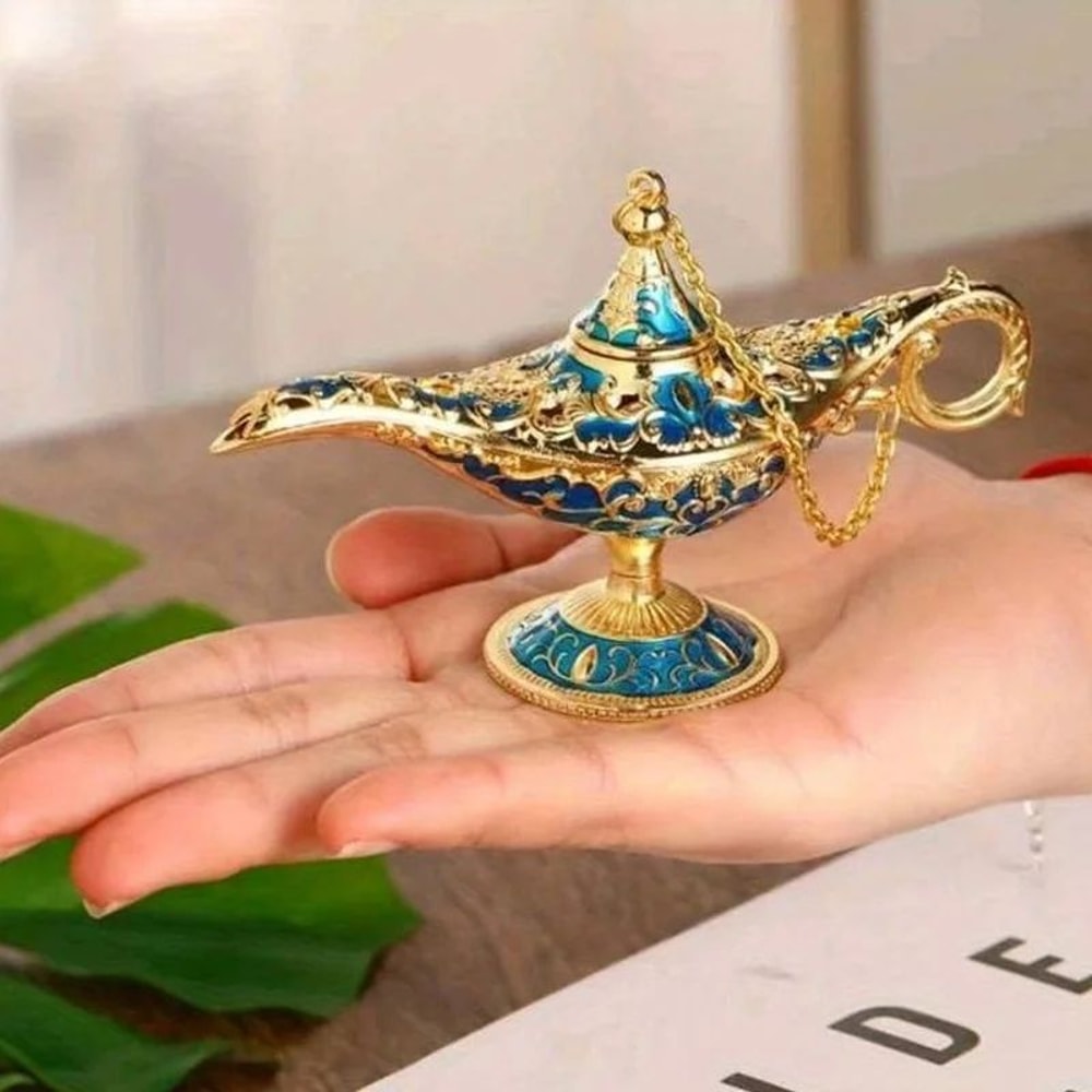Retro Aladdin Lamp Decor Metal Genie Lamp Ornament For Vintage Home Styling 1