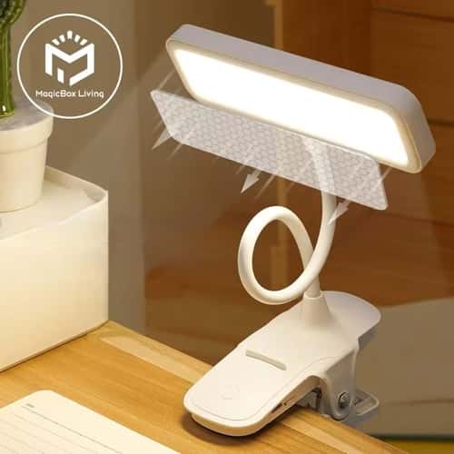 Rechargeable LED Desk Lamp with Clip & Flexible Gooseneck – Eye Protection Reading Light