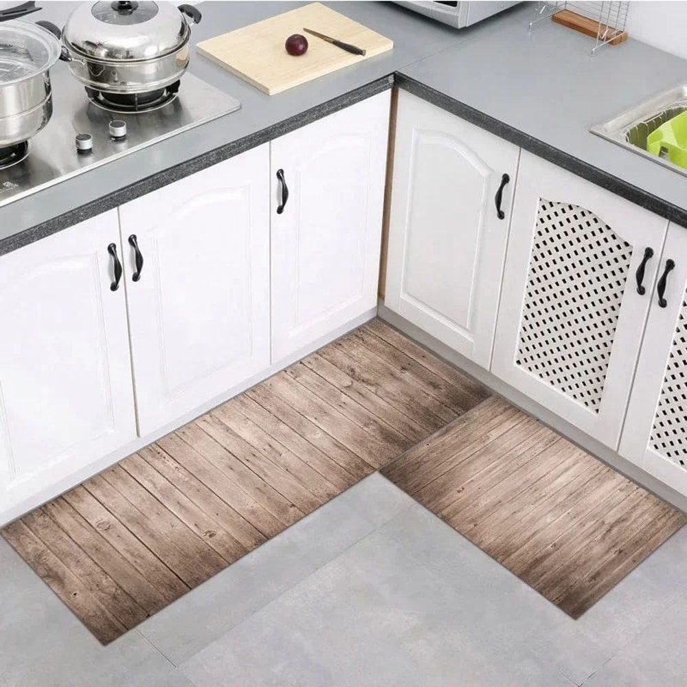 Modern Wood Grain NonSlip Floor Mat For Bathroom Kitchen Entryway 2