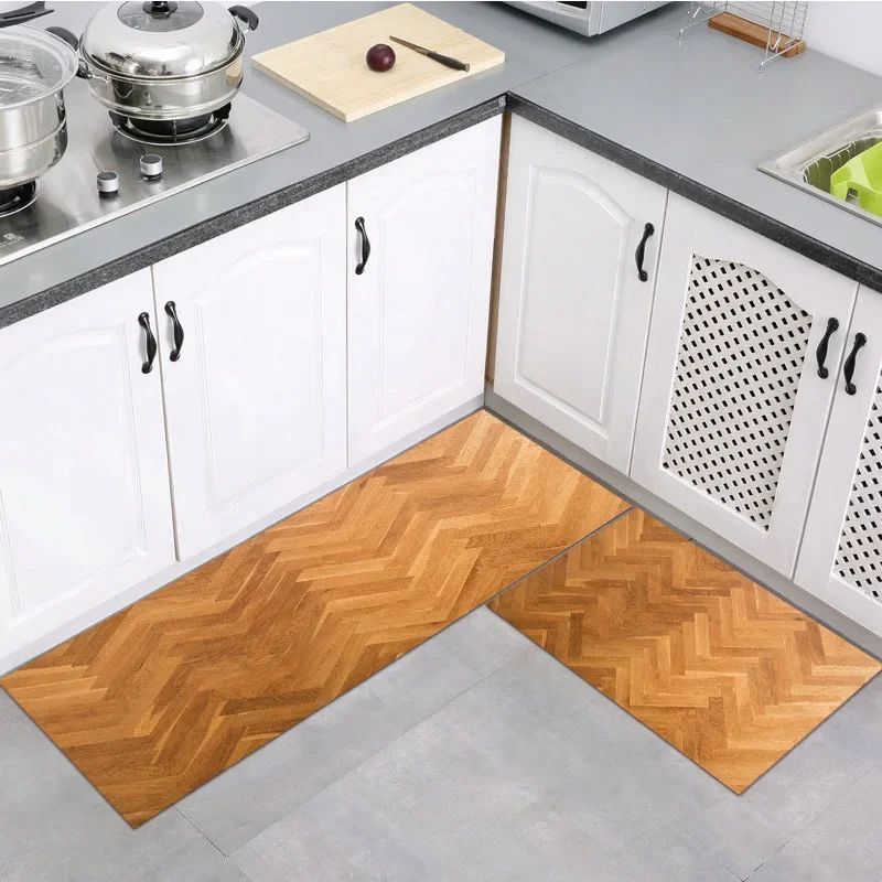 Modern Wood Grain NonSlip Floor Mat For Bathroom Kitchen Entryway 15