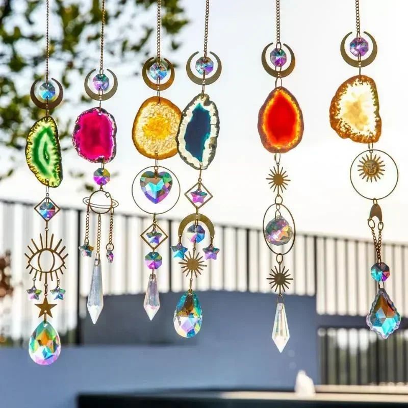 Celestial Crystal Suncatcher Sun And Moon Window Prism Rainbow Maker 0