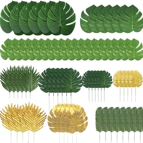 Artificial Tropical Palm Leaves for Luau Party Decorations, Jungle Safari Party Supplies & Tropical Party Decor