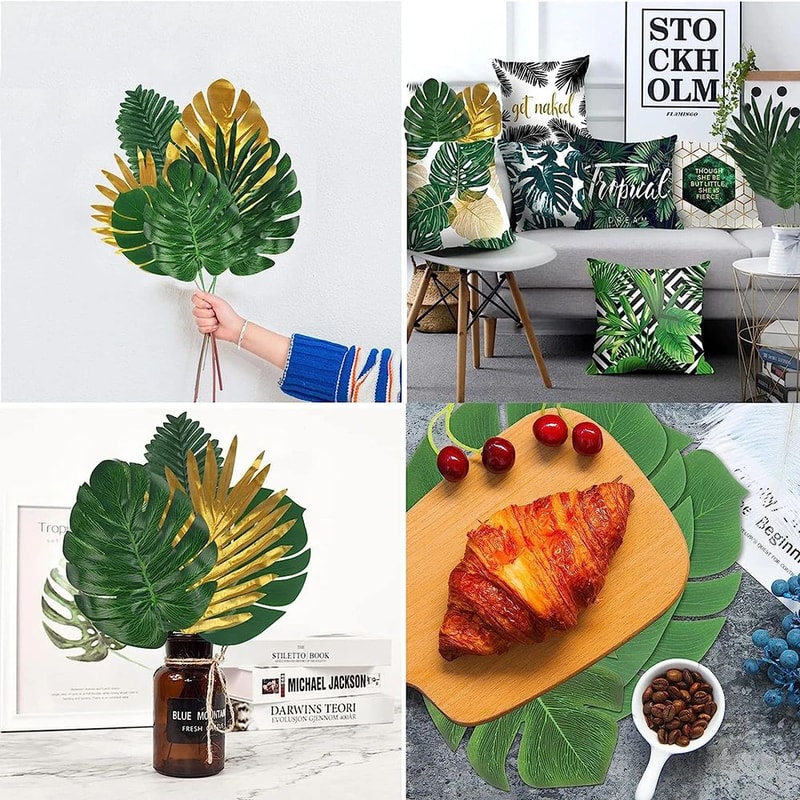 Artificial Tropical Palm Leaves For Luau Party Decorations Jungle Safari Party Supplies Tropical P 2