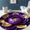 Purple Gold Peony Washable Round Rug Elegant Floral Area Rug For Living Room Bedroom 5