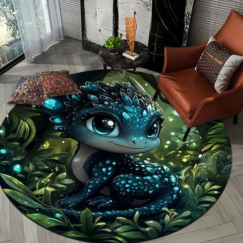 Baby Dragon Round Floor Mat NonSlip Nursery Rug For Bedroom And Playroom 2