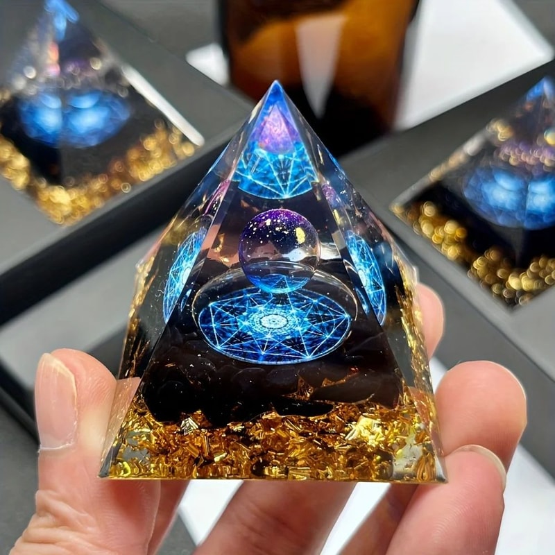 Lapis Lazuli Pyramid And Sphere Decor For Meditation And Desk Styling 6