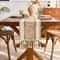 Boho Green Striped Table Runner With Handwoven Tassels For Rustic Home Decor 1