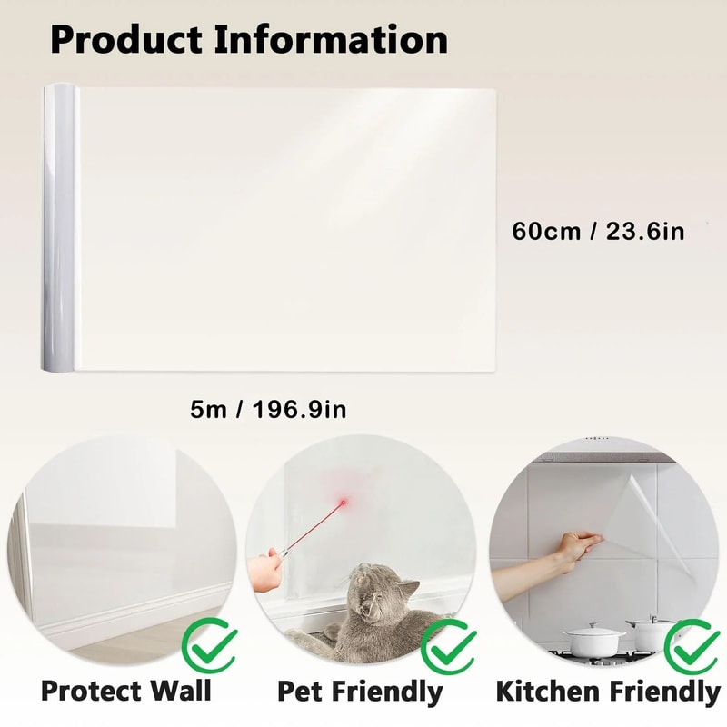 ClearShield Transparent Wall Protector Film For Kitchen Home 10