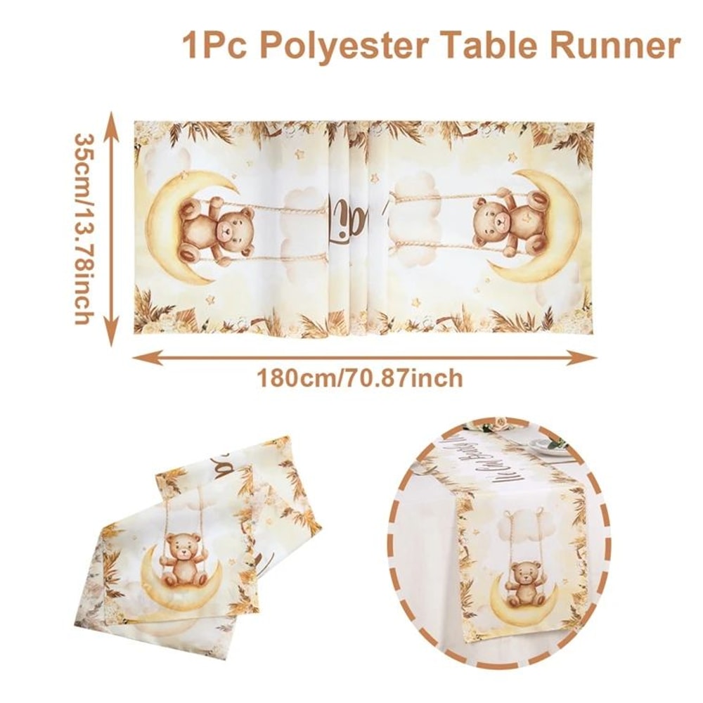Beary First Birthday Teddy Bear Table Runner For Baby Shower And 1st Birthday Table Decoration 6