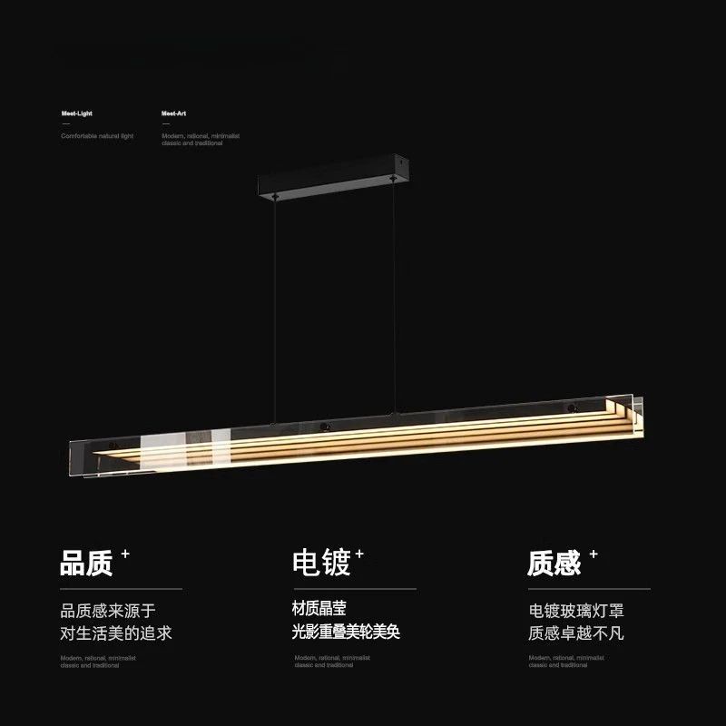 Modern Glass Pendant Light Linear Chandelier For Kitchen Island And Dining Table 2