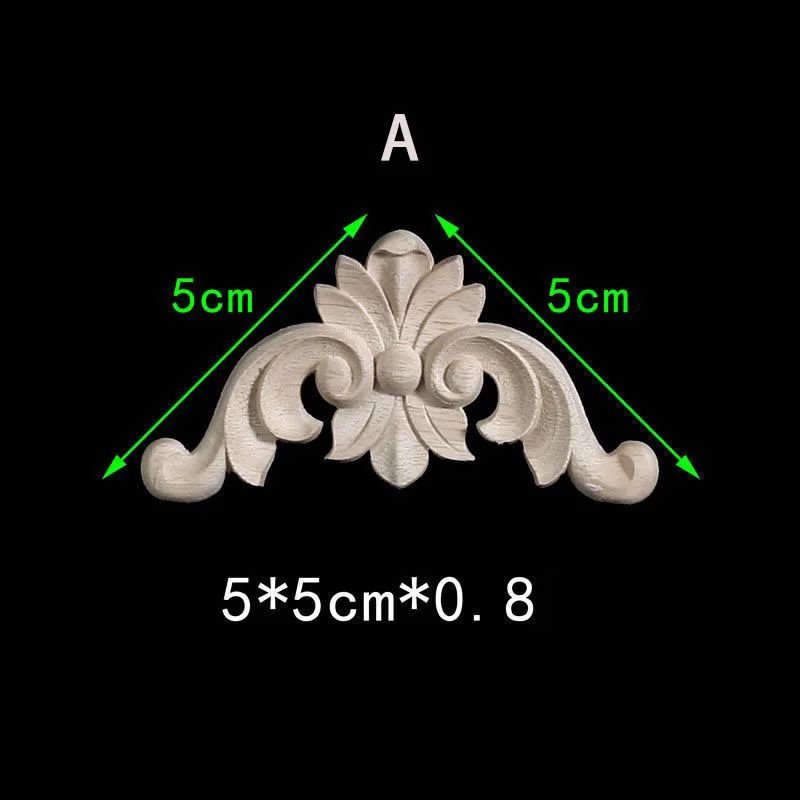 Floral Wood Carved Corner Onlay Furniture Applique Unpainted Decorative Trim 1