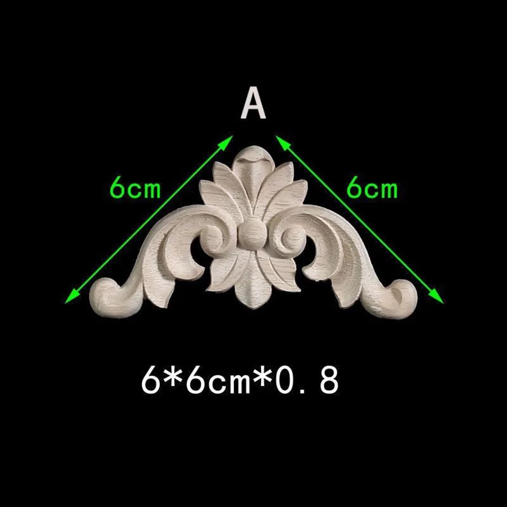 Floral Wood Carved Corner Onlay Furniture Applique Unpainted Decorative Trim 2