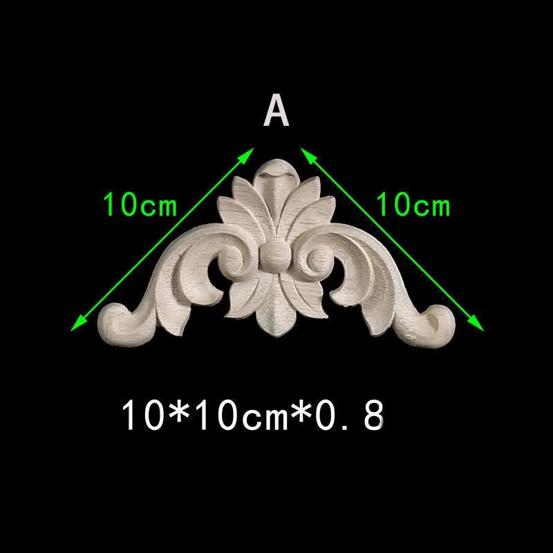 Floral Wood Carved Corner Onlay Furniture Applique Unpainted Decorative Trim 4