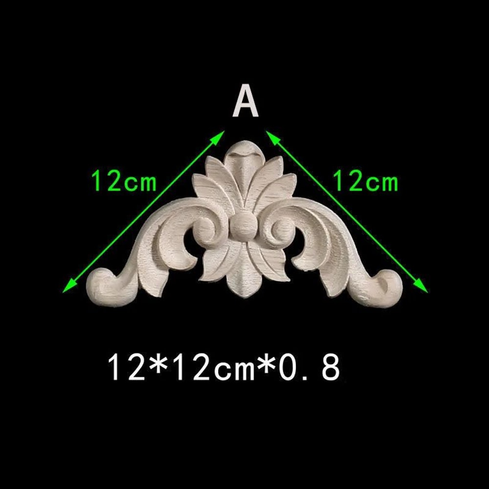 Floral Wood Carved Corner Onlay Furniture Applique Unpainted Decorative Trim 5
