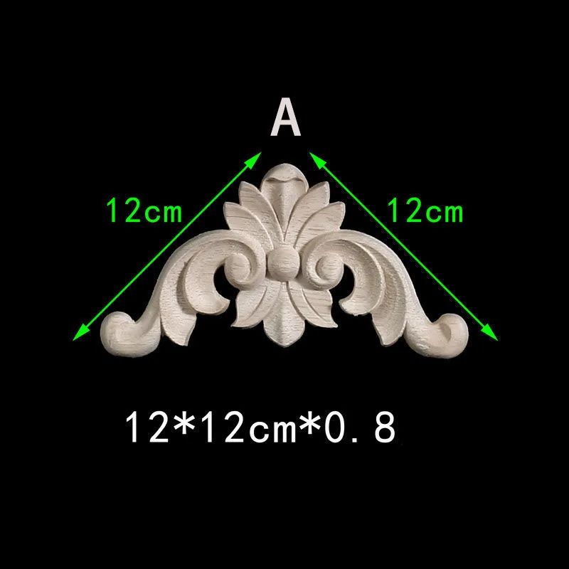 Floral Wood Carved Corner Onlay Furniture Applique Unpainted Decorative Trim 5